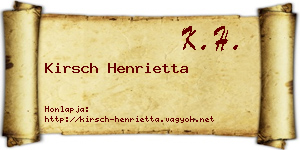 Kirsch Henrietta névjegykártya